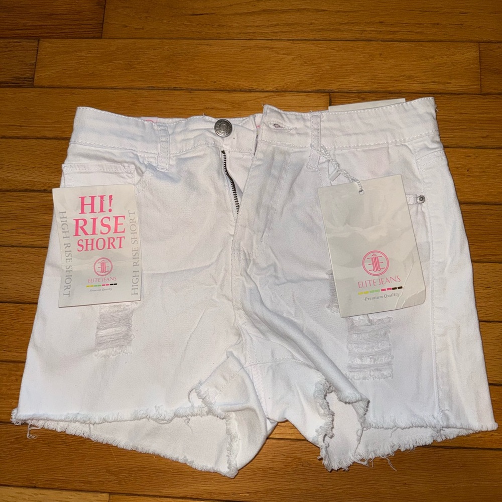 Elite Jeans Hi-Rise White Denim Shorts